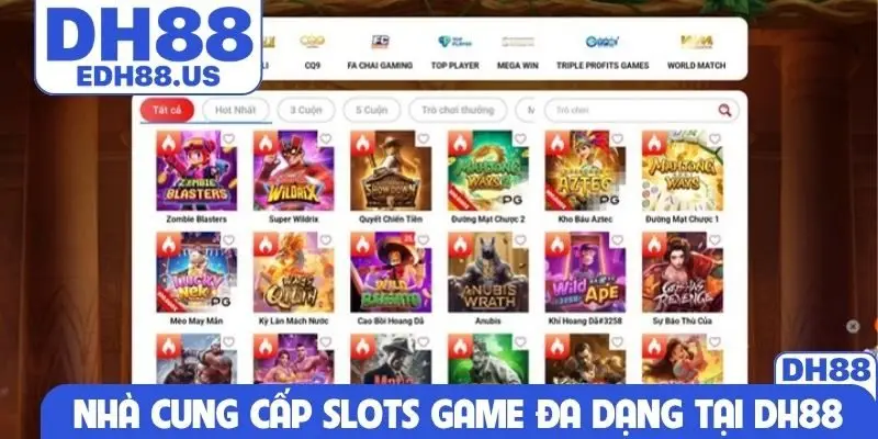 Nhà cung cấp slots game đa dạng tại DH88