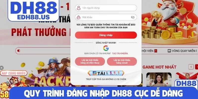 Quy trình đăng nhập DH88 cực dễ dàng