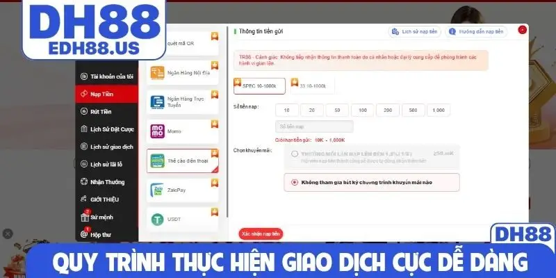 Quy trình thực hiện giao dịch cực dễ dàng