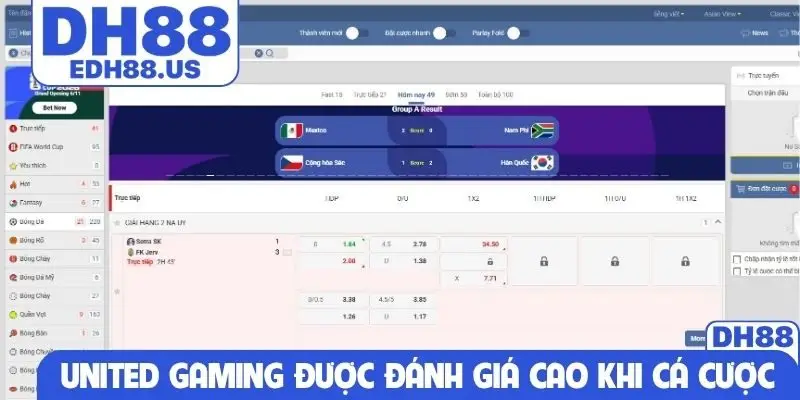 United Gaming được đánh giá cao khi cá cược bóng đá
